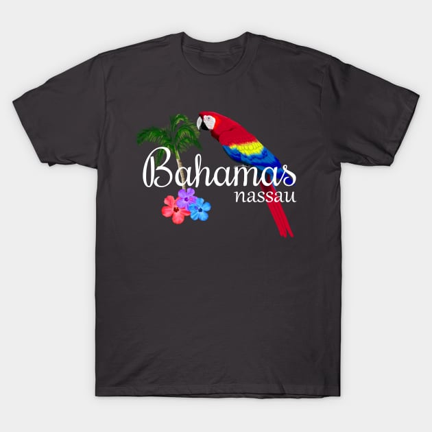 Nassau Bahamas Tropical Island Parrot T-Shirt by macdonaldcreativestudios